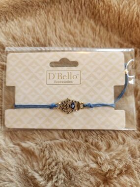 Blue Hamsa Bracelet with Crystal Accent